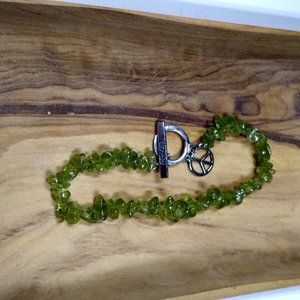 Peridot Semi-Precious Peace Bracelet with Silver Toggle Closure